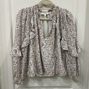 Intermix Silk cream print with ruffles size 4